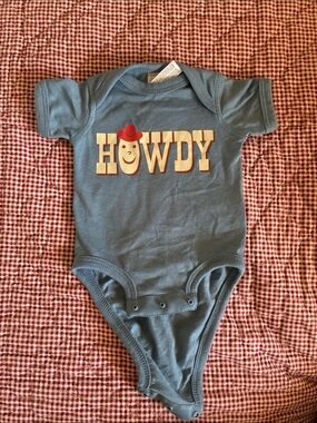 Kids Blue "Howdy" Graphic One-Piece Bodysuit